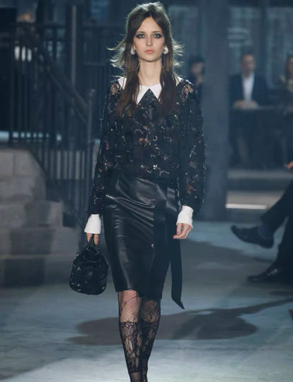 Chanel 16A black lace blouse