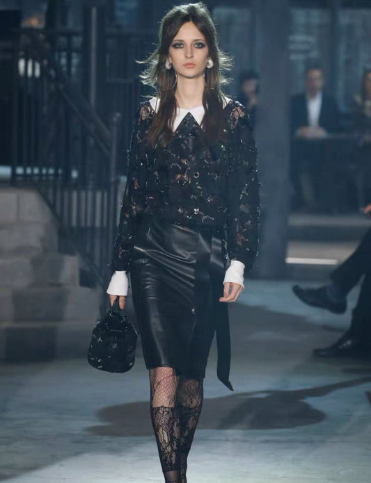 Chanel 16A black lace blouse
