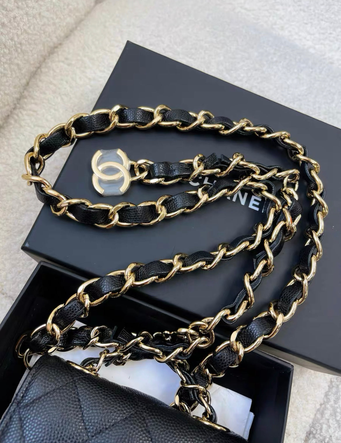 Chanel 21B Caviar Mini Chain Belt bag Gold Hardware – Wararni.com