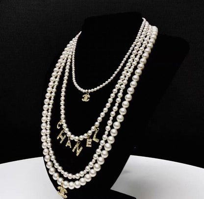 Chanel 20B Double C Diamond Pearl Necklace
