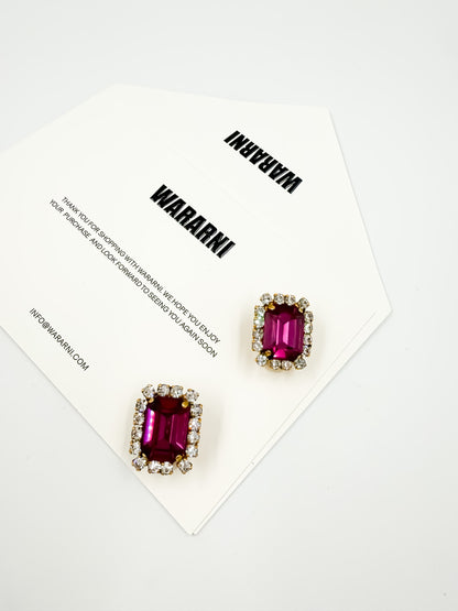 Chanel 1995 “Barbie Collection” Crystal Earrings Pink/Dark Red/Blue