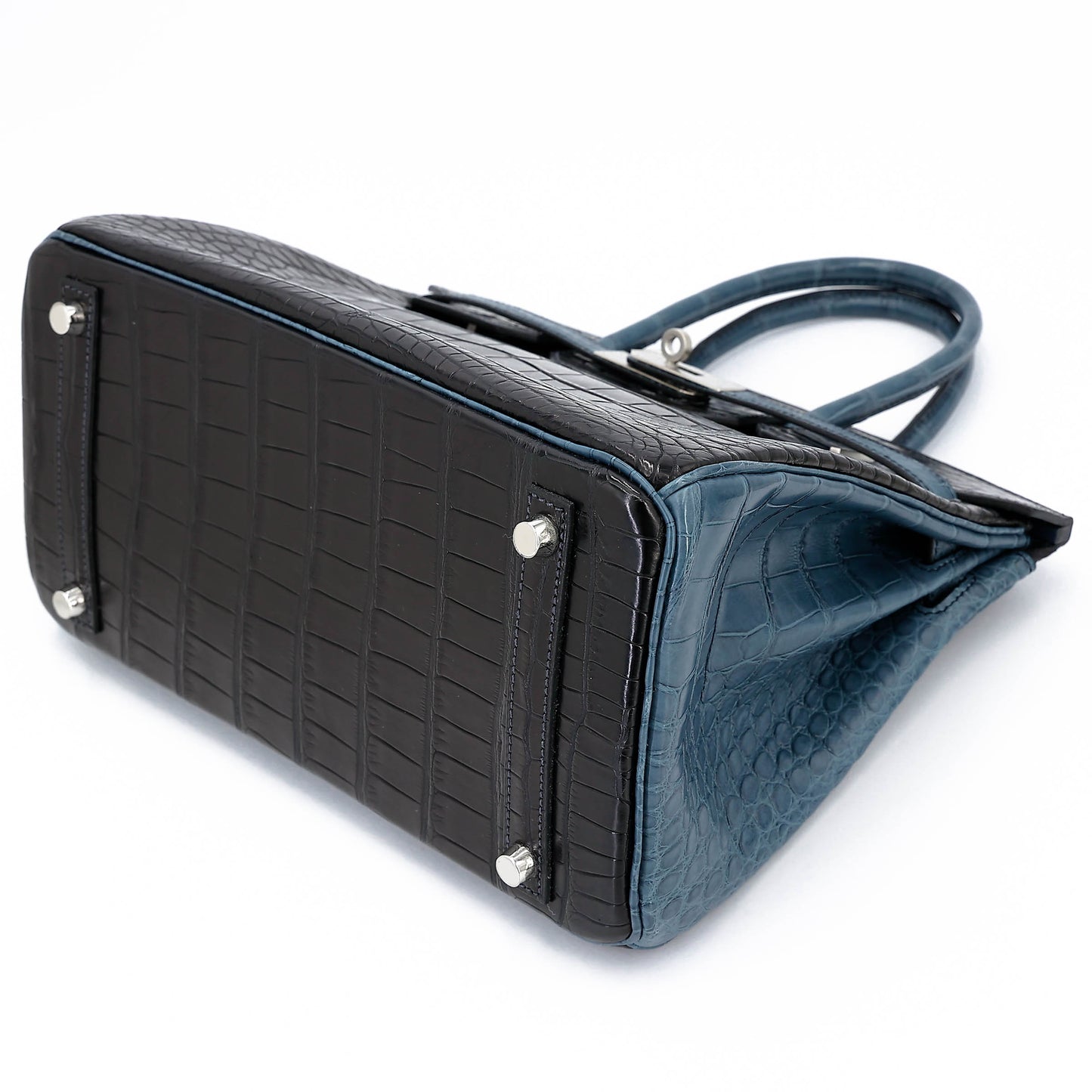HERMÈS Birkin 30 Noir Colvert Matte Alligator Brushed Palladium