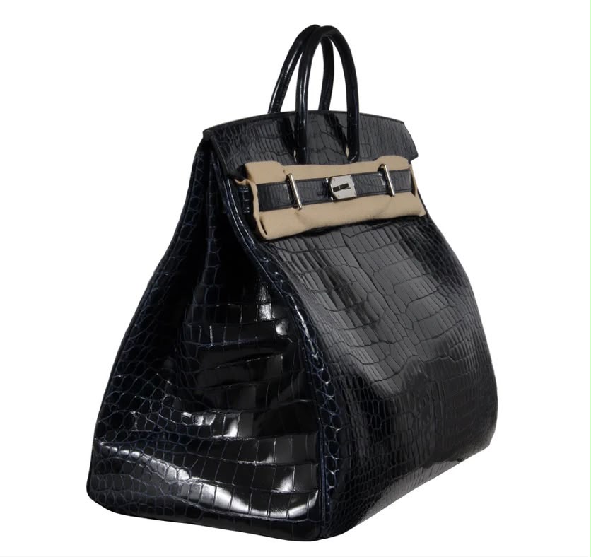 Hermes Birkin HAC 50 Blue marine shiny porosus crocodile leather palladium hardware