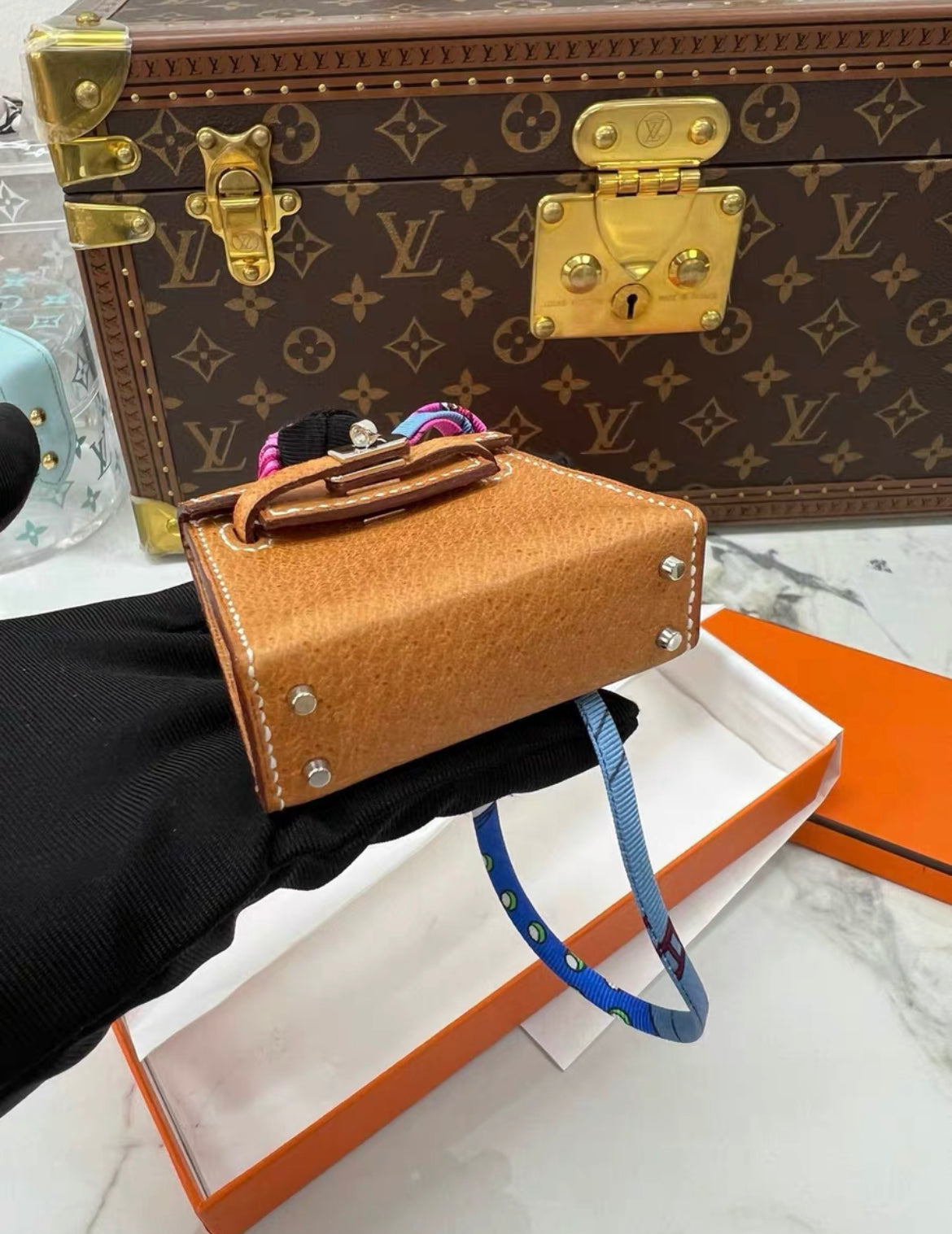 Hermès Toffee Pigskin Kelly Charm