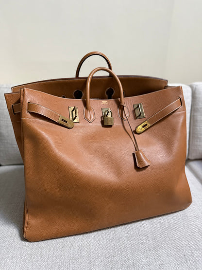 Rare Hermès Birkin HAC 60 Gold courchevel