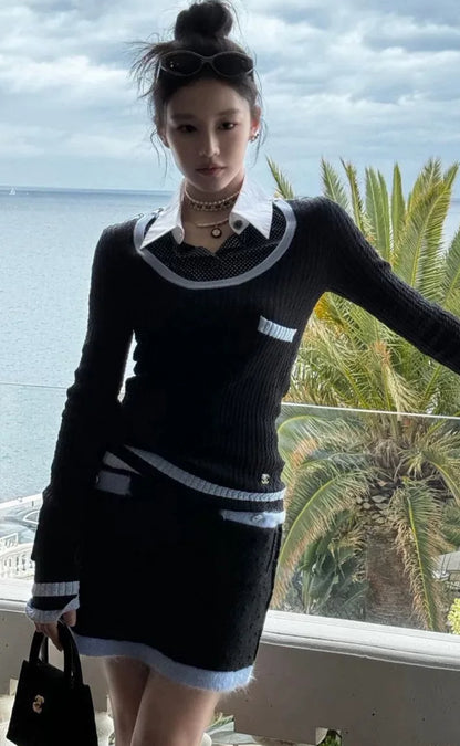 Chanel 24B blue & black sweater