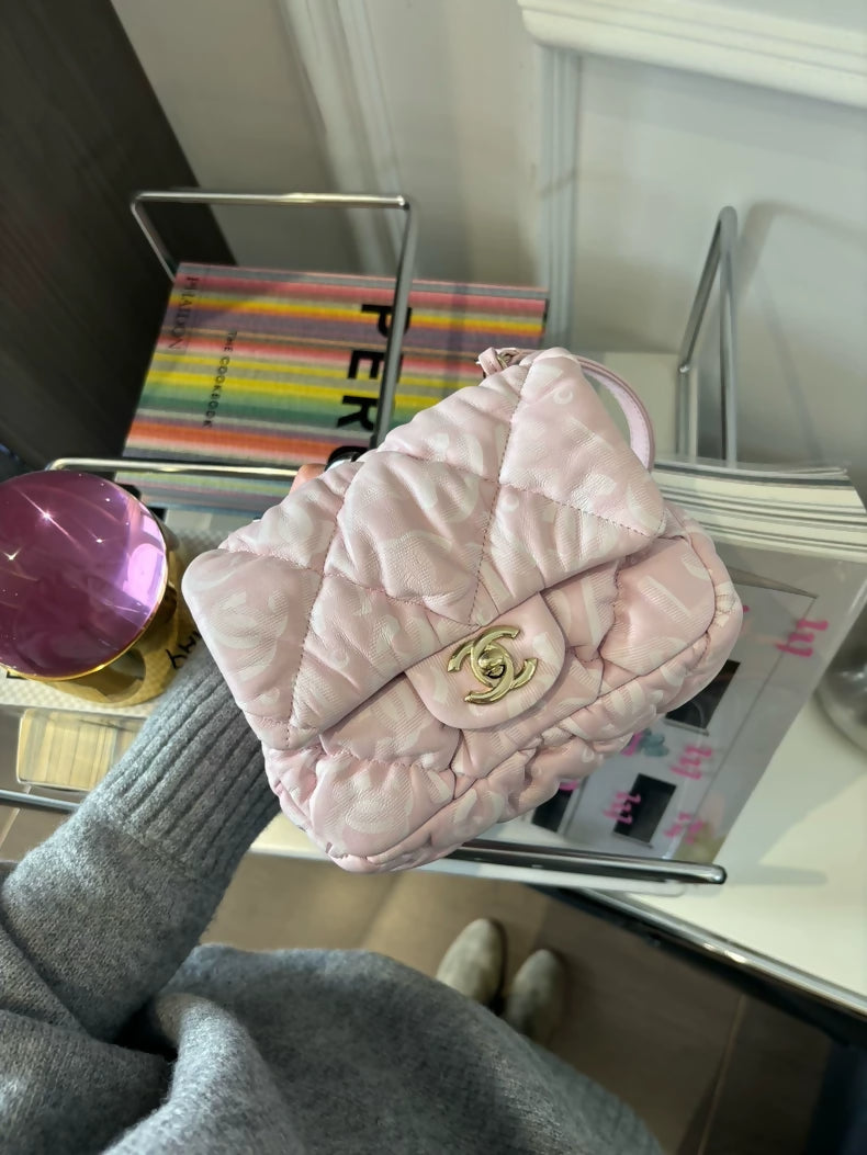 Chanel 22N Coco Neige pink mini square flap bag