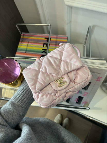 Chanel 22N Coco Neige pink mini square flap bag
