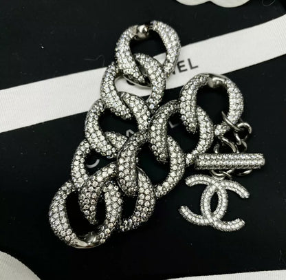 Chanel 22P full diamond double C chain bracelet