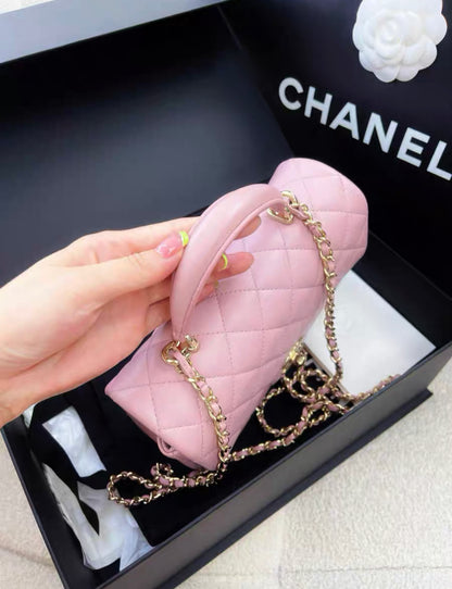 chanel 24P top handle mini pink bag