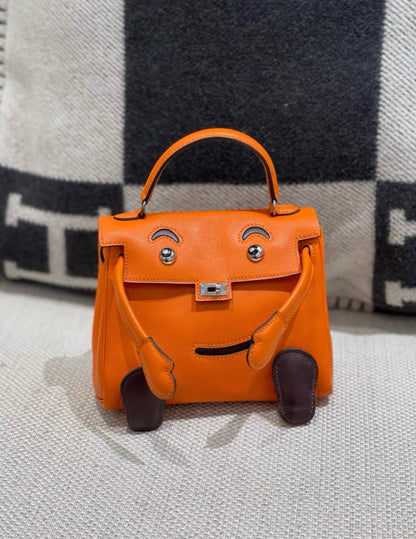 Hermes mini kelly doll Orange palladium hardware