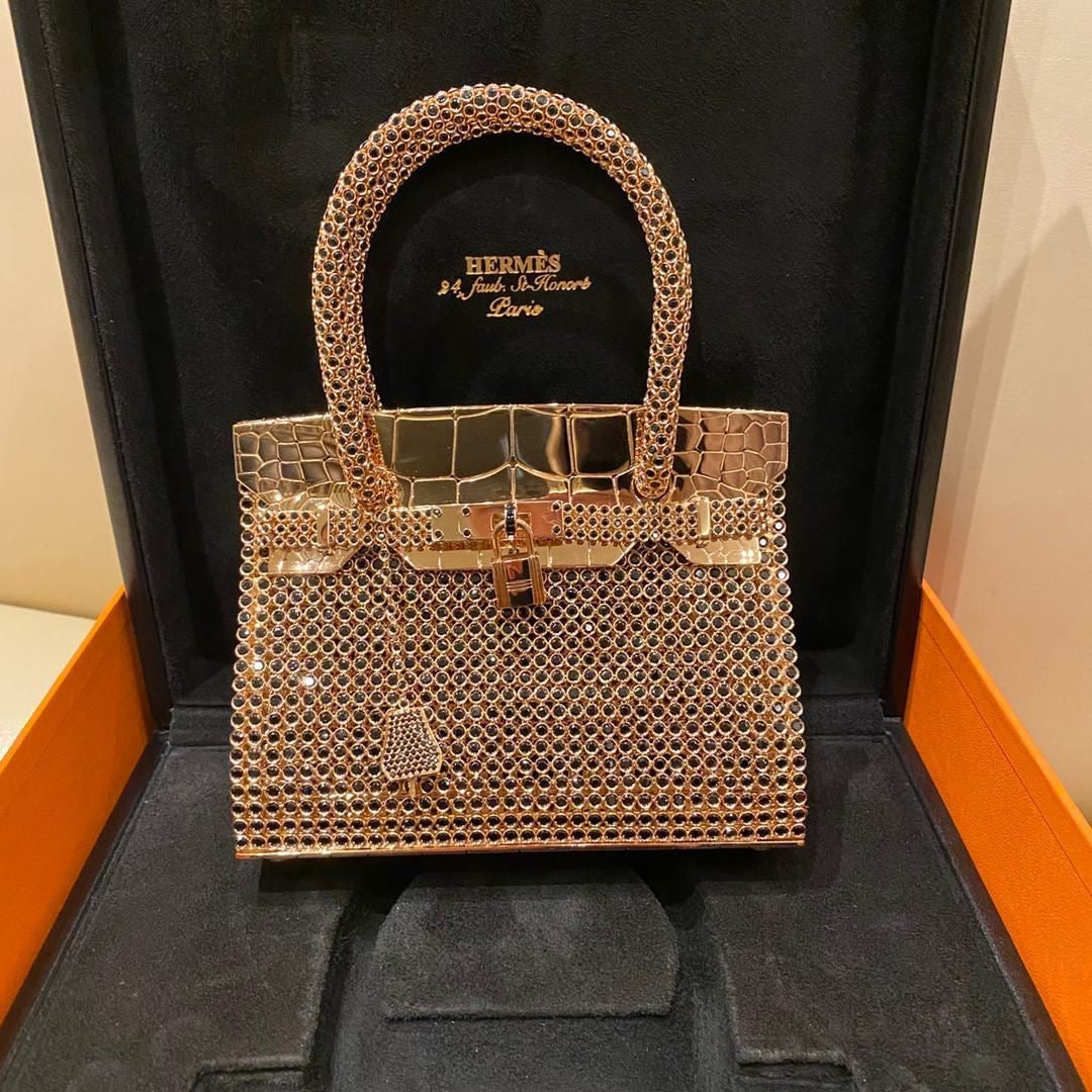 Ultra-Rare Hermes bijou sac birkin 18k rose gold