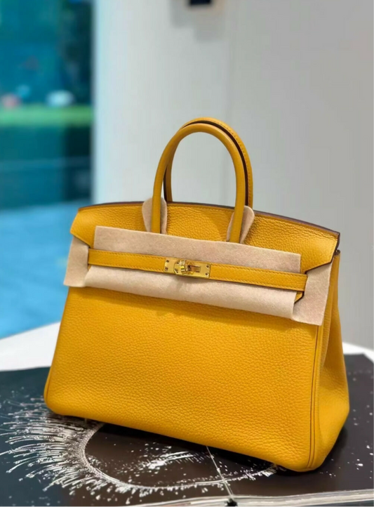 Hermes Birkin 25 9D Jaune ambre Togo Leather Gold Hardware