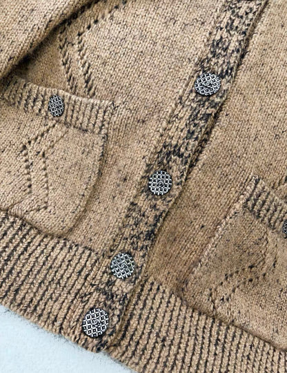 Chanel 22A Dark Beige & Black Cardigan size 34