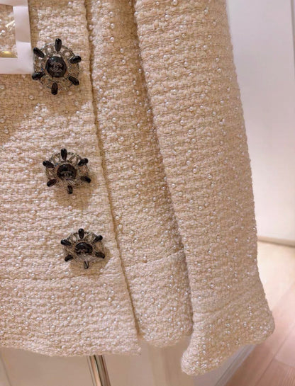 Chanel 18A ecru pearl tweed jacket