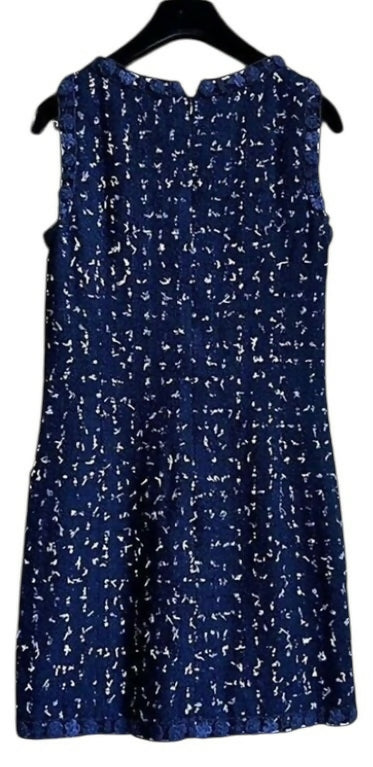Chanel 11C Saint-Tropez Cruise Collection Navy Blue Tweed Dress FR 44