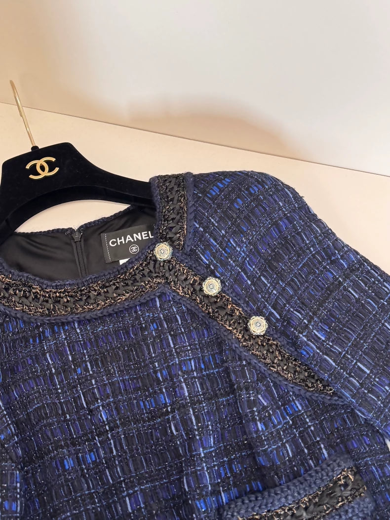 Chanel 10A Shanghai Collection Blue Tweed Dress