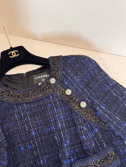 Chanel 10A Shanghai Collection Blue Tweed Dress