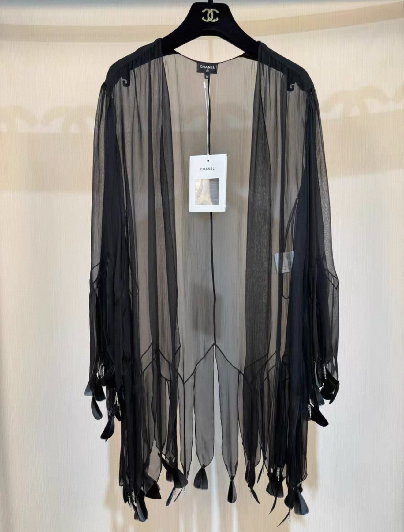 Chanel 22S Black silk Muslin Cape
