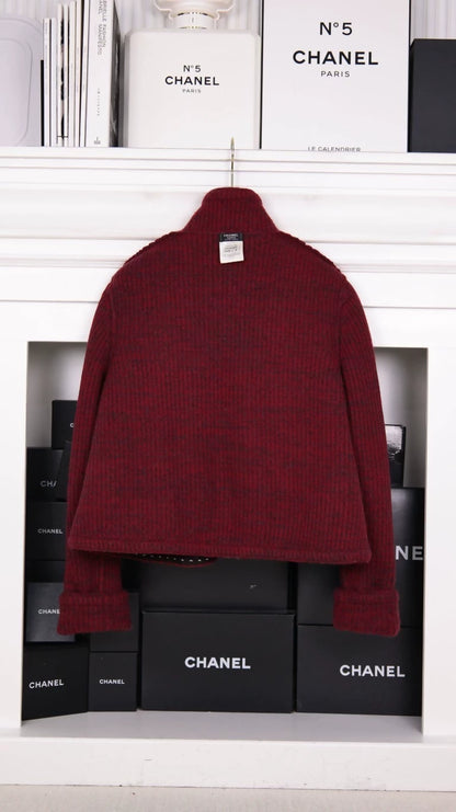 Chanel 2015 Salzburg Collection Dark Red Floral Embroidered Two-Pocket Jacket