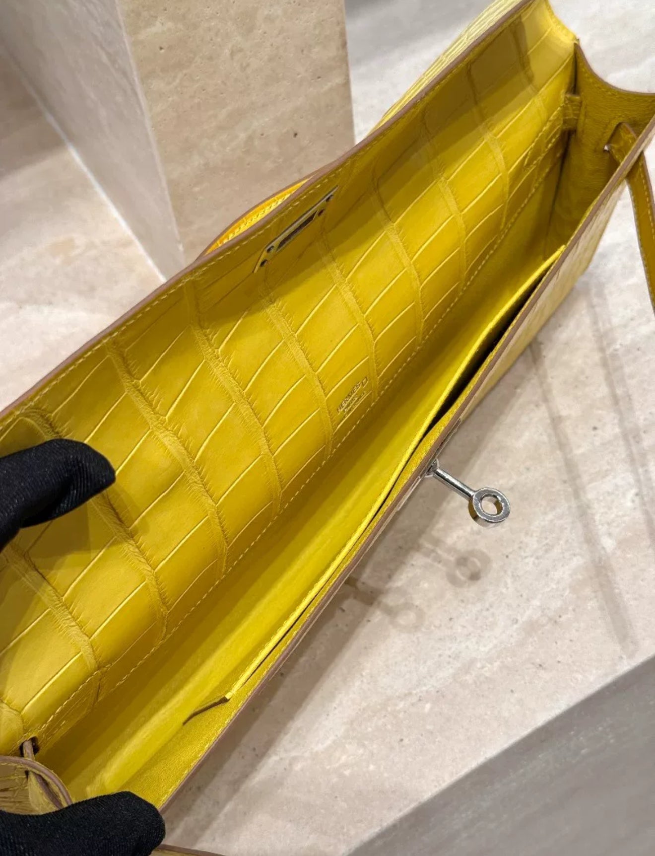 Hermès Kelly Cut hermes Marigold Yellow Matte alligator Leather