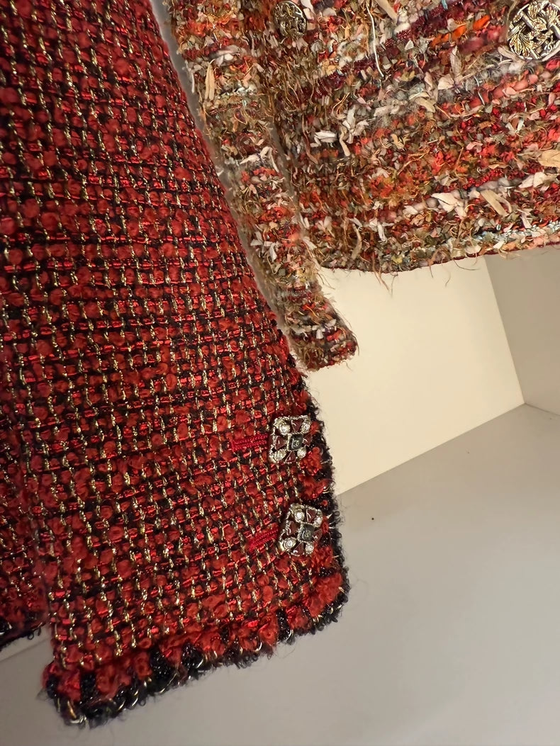 Chanel 11A dark red tweed jacket