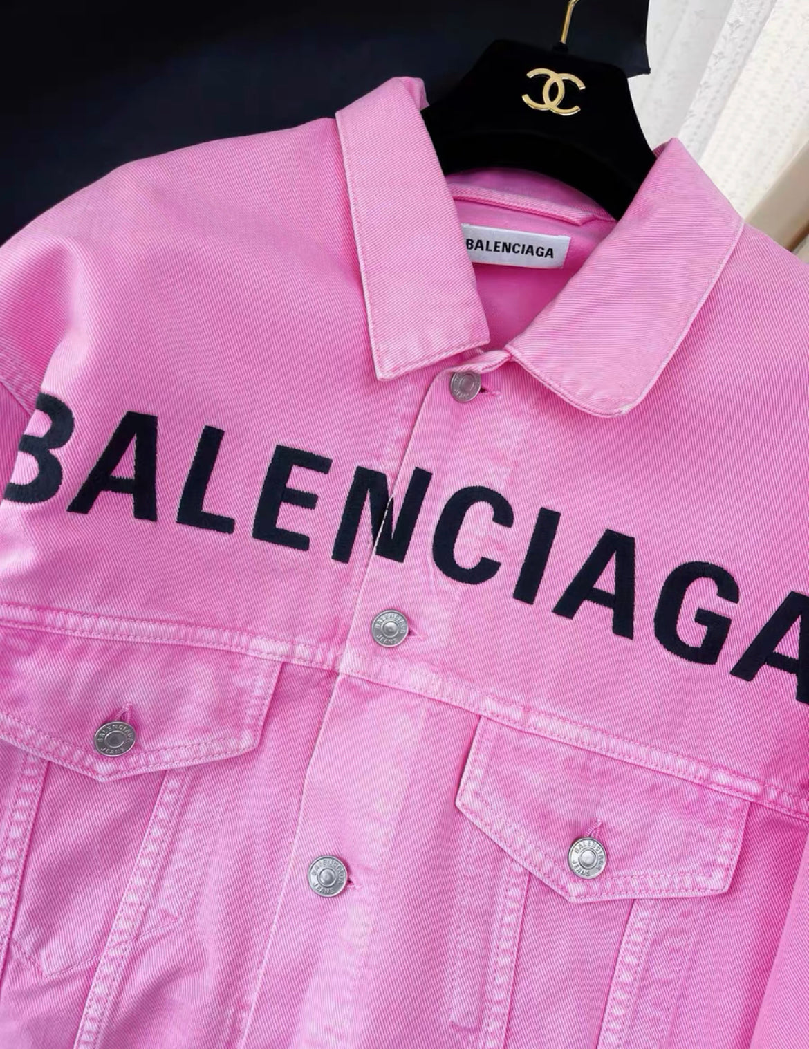 Balenciaga pink denim jacket size 34