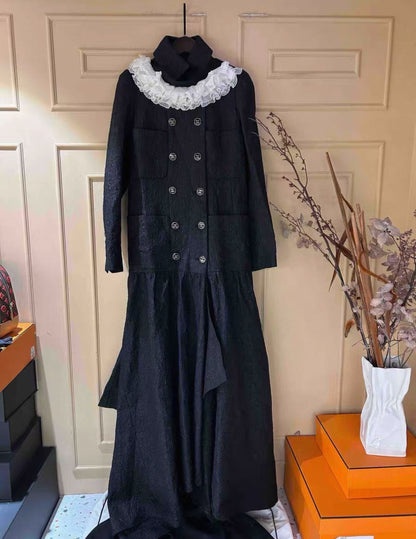 Rare Chanel 2021 Black Long Coat/Dress 38