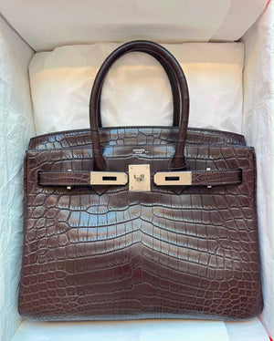 Hermes Birkin 30 Ebene Matte Niloticus Palladium hardware