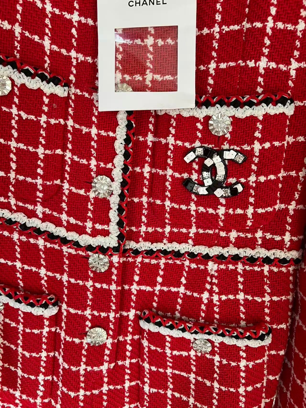 Chanel 23C Red tweed jumpsuit