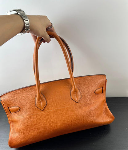 HERMES shoulder Birkin Orange Togo Leather palladium hardware