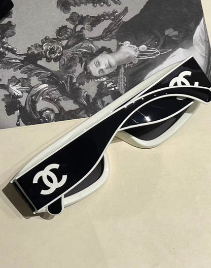 Chanel 24A black and white sunglasses with box, brand new,