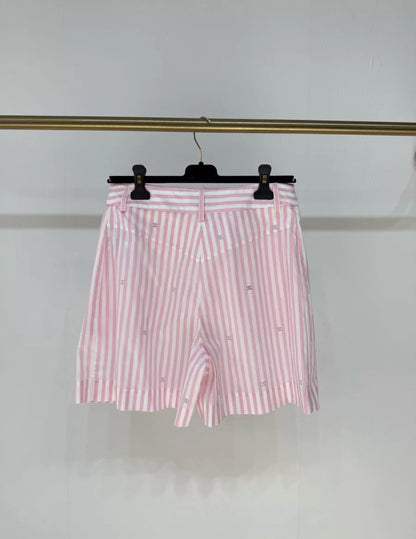 Chanel 24M Pink Striped Shorts