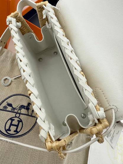 Hermès Mini Kelly 20 “Picnic” White Swift Leather & Palladium Hardware
