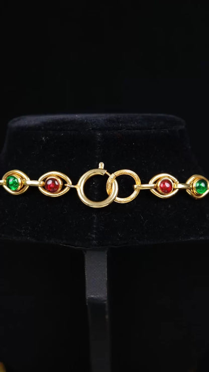 Chanel Red and Green Glass Long Necklace
