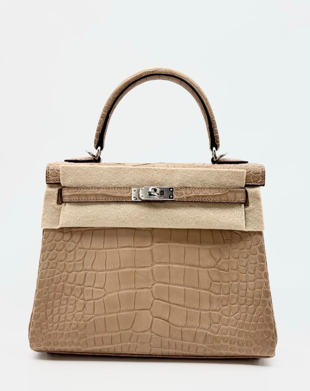 Hermes Kelly 25 Chai Matte Alligator Palladium Hardware
