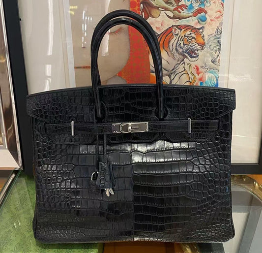 Hermès Birkin 35 Black Matte Alligator Palladium hardware