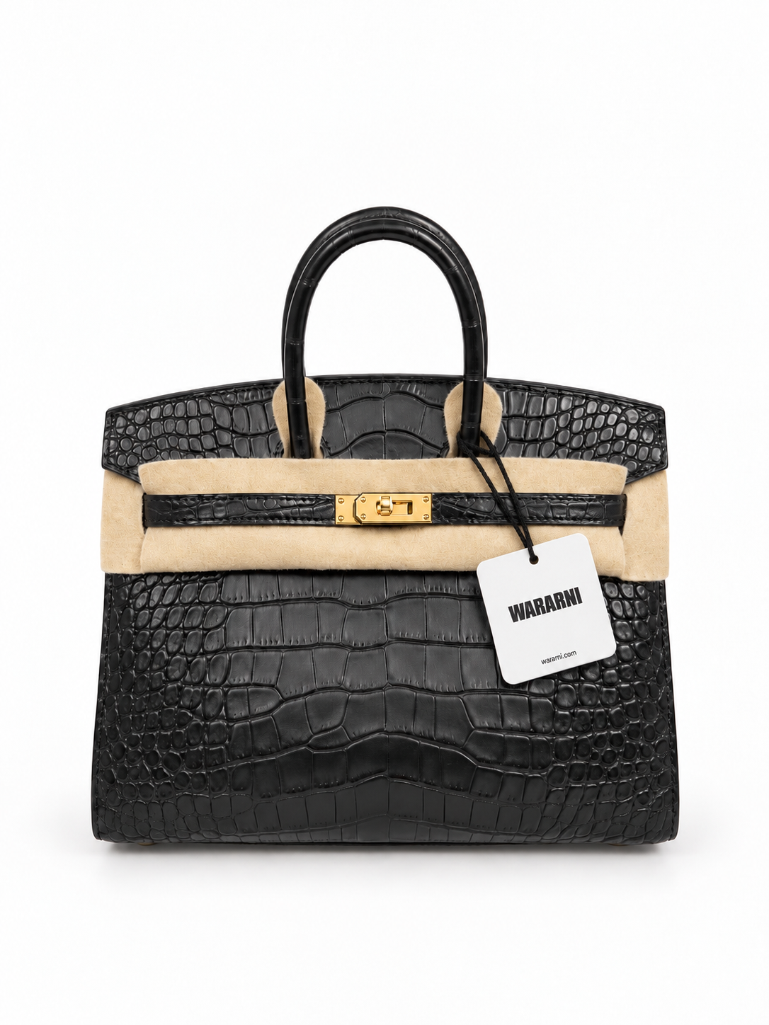 Hermes Birkin 20 black matte Alligator leather gold hardware