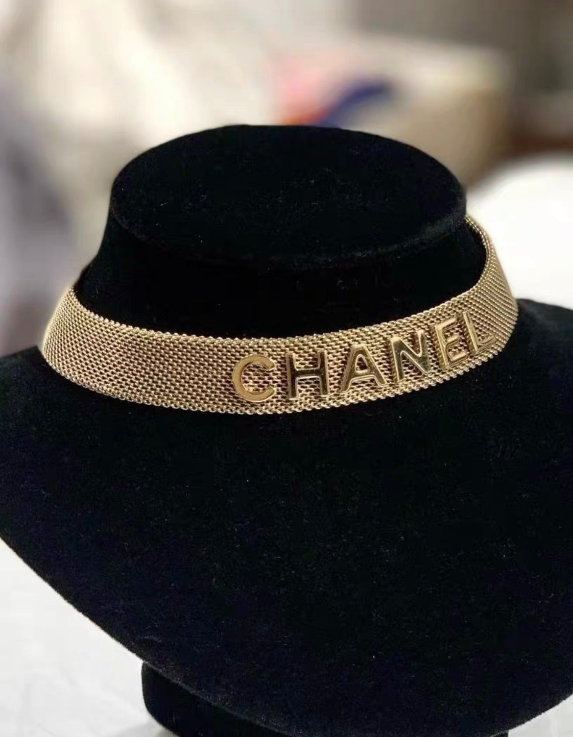 Chanel 17A metal chain choker necklace