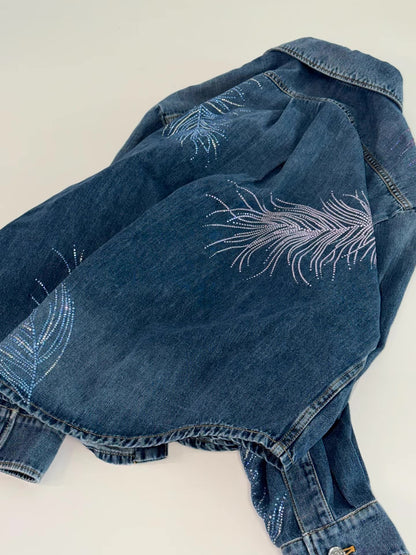 Chanel 25s denim feather shirt, size 40