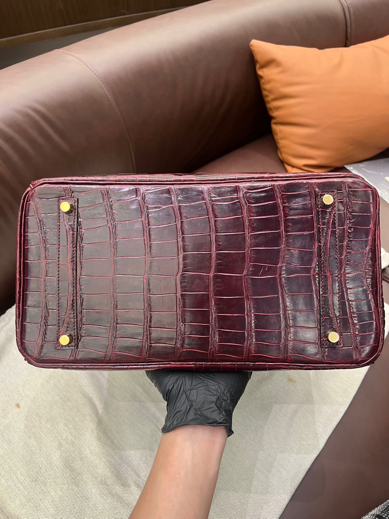 Hermes Birkin 35 Bordeaux Matte Crocodile Leather Gold Hardware