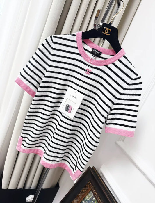 Chanel 24ss stripped CC top