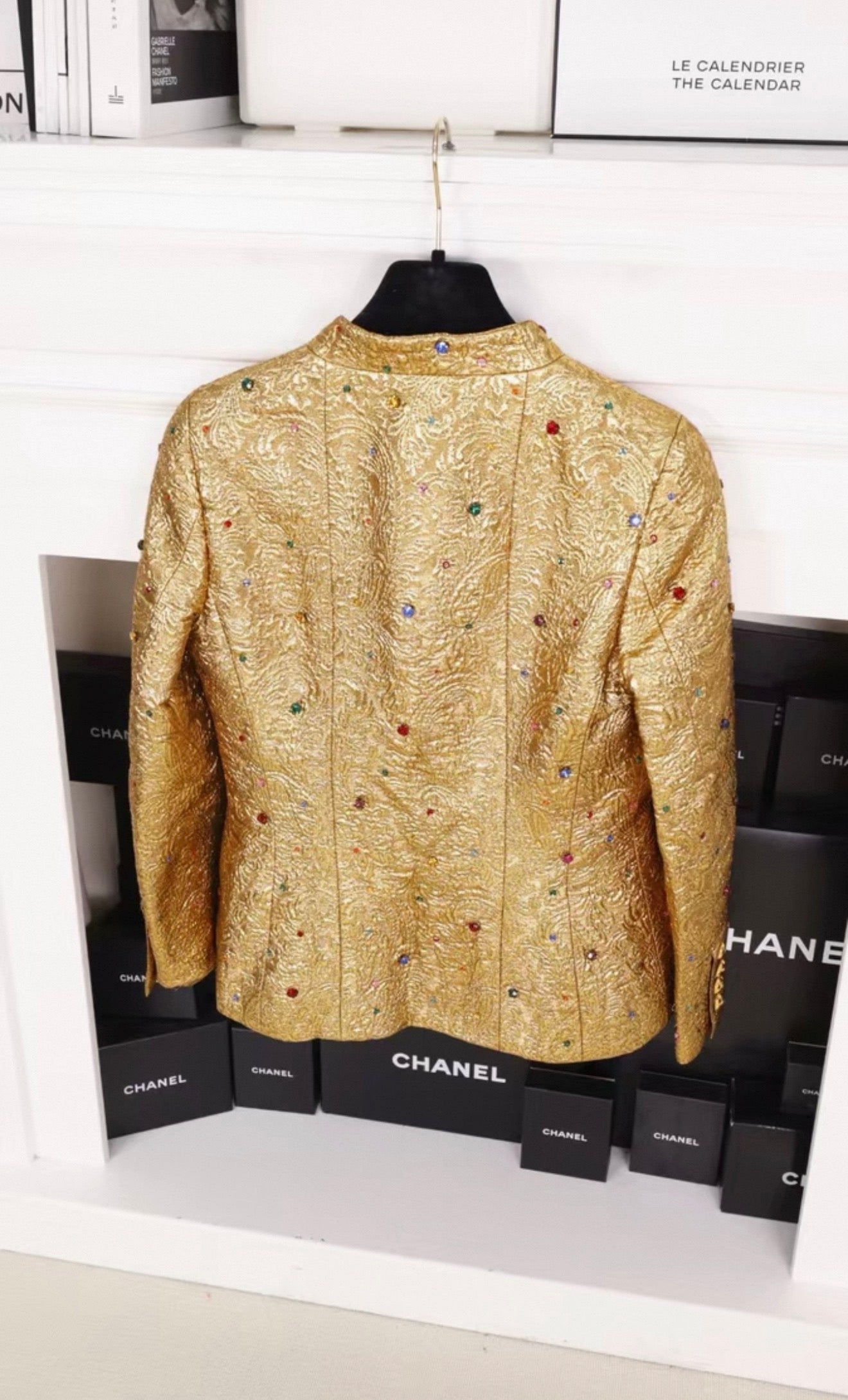 Chanel 1996 Runway gold Jacket with Colorful Gemstone and Glass Buttons