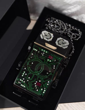 CHANEL GREEN ROBOT SILVER-TONE HARDWARE MINAUDIÈRE LIMITED EDITION