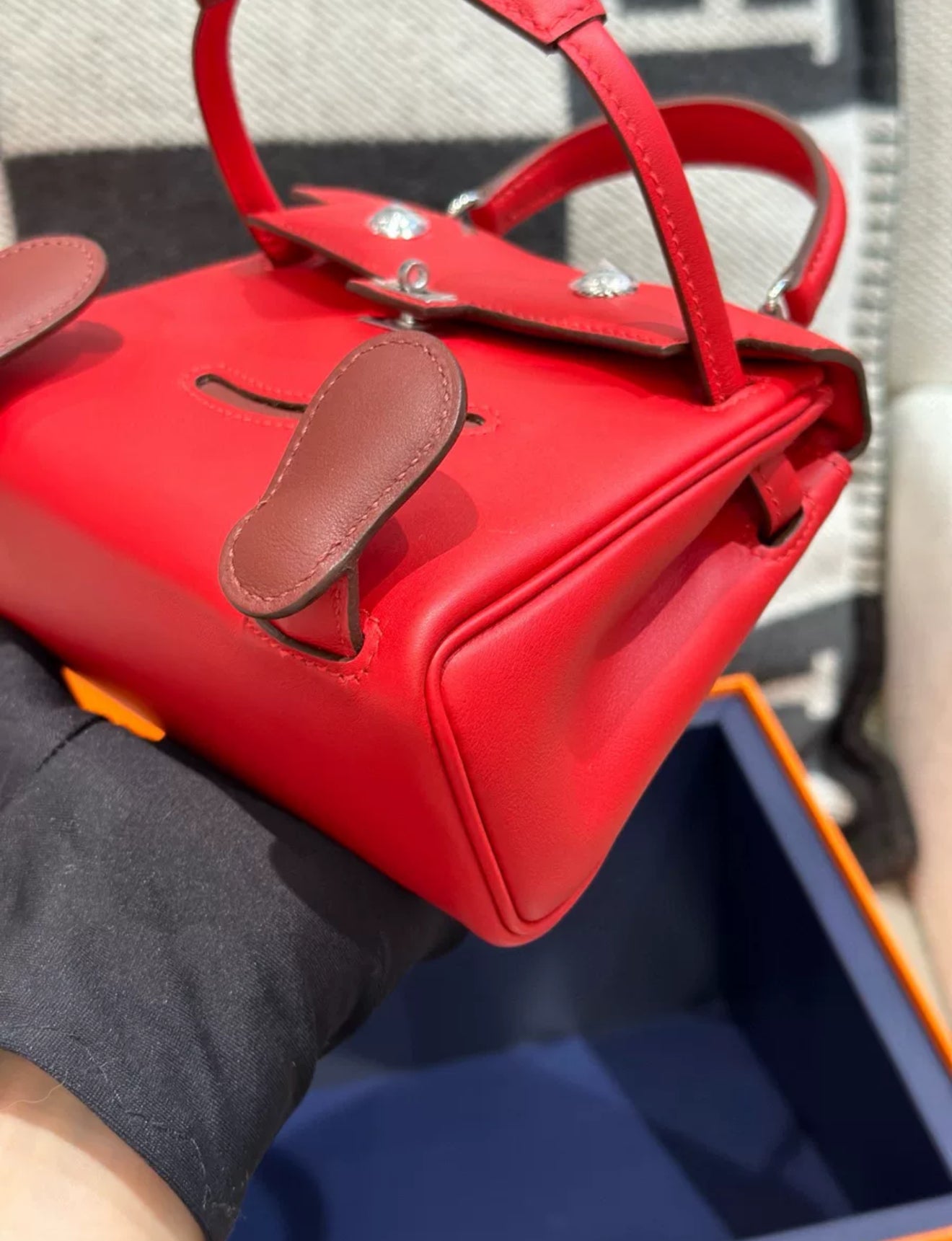 Hermes kelly doll Red Swift leather with Palladium Hardware