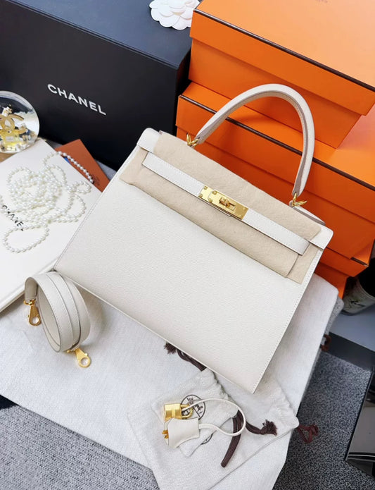 Hermes Kelly 28 Ecru Epsom Leather Gold Hardware