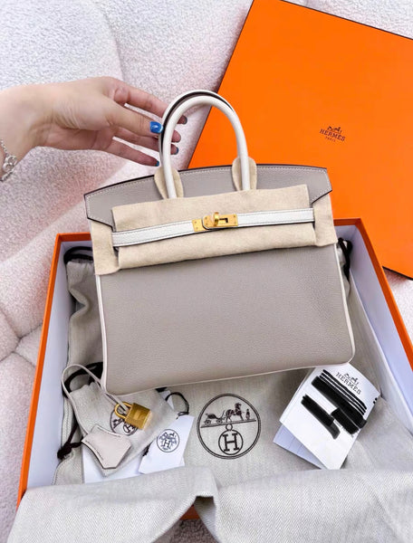Hermès Special Order (HSS) Birkin 25 Gris and Craie Togo Brushed