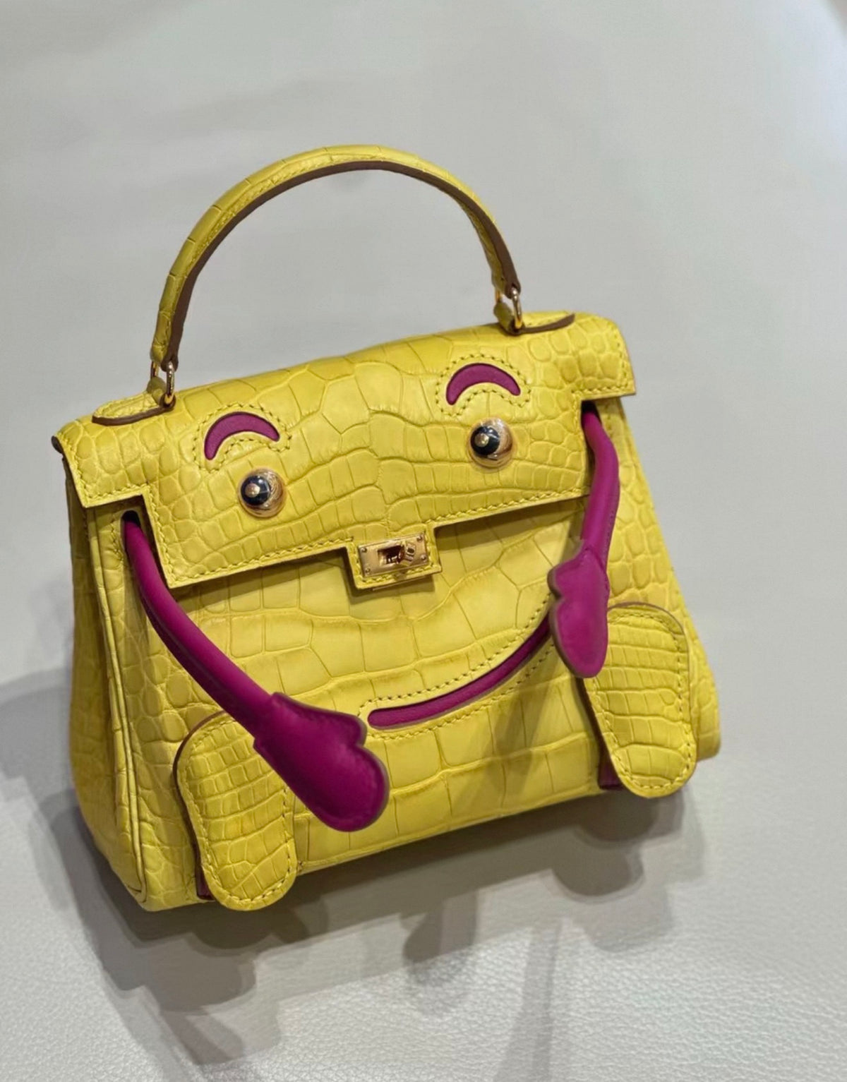 Hermes Kelly Doll Alligator Mimosa and Rose Scheherazade Swift Leather Gold Hardware