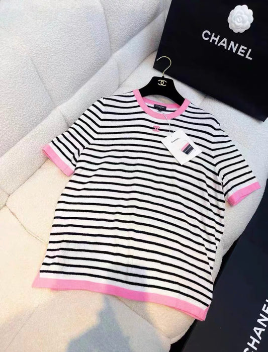 Chanel 24ss stripped CC top size 42