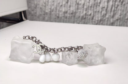 Chanel 10A Double C Ice Cube Pendant Multi-Element Keychain